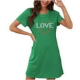 thumbnail image 1 of Xfvqtps Valentine's Day Nightgown for Women Plus Size Droplet Love Print Short Sleeve Crew Neck Solid Color Lightweight Soft Comfortable Pajamas Green, 1 of 3