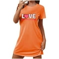 thumbnail image 1 of Xfvqtps Valentine's Day Nightgown for Women Plus Size Love Arrow Print Short Sleeve Crew Neck Solid Color Lightweight Soft Comfortable Pajamas Orange, 1 of 6