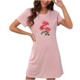 thumbnail image 1 of Xfvqtps Valentine's Day Nightgown for Women Plus Size Rose Print Short Sleeve Crew Neck Solid Color Lightweight Soft Comfortable Pajamas Pink, 1 of 3