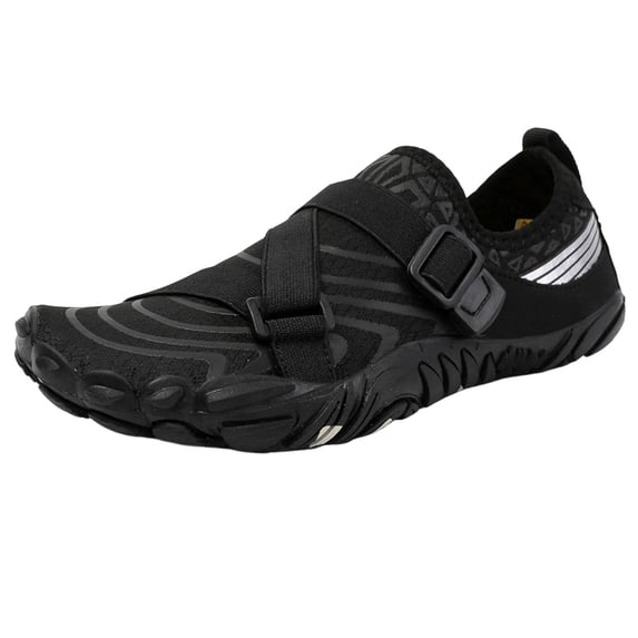 Xfvqtps Water Shoes Men Quick-Dry Aqua Shoes for Beach Pool Adjustable Elastic Strap Breathable Slip on Summer Barefoot Swim Shoes