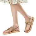 thumbnail image 1 of Xfvqtps Weave Sandals for Women Flat Flip Flops T-Strap Slingback Adjustable Buckle Rhinestones Decor Sparkly Casual Beach Non Slip Breathable Summer Thong Sandals Khaki, 1 of 7