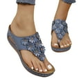 thumbnail image 1 of Xfvqtps Wedge Sandals for Women Flip Flops Slide Flower Decor Arch Support Non Slip Soft Sole Comfortable Breathable Casual Walking Summer Shoes Blue, 1 of 7
