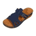 thumbnail image 1 of Xfvqtps Wedge Sandals for Women Slide Open Toe Hollow out Cutout Breathable Orthopedic Soft Sole Non Slip Comfortable Walking Beach Summer Slippers Dark Blue, 1 of 9