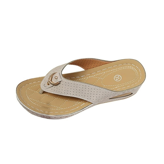 Xfvqtps Wedge Sandals for Women Flip Flops Slide Open Toe Soft Sole Non Slip Breathable Beach Thong Shoes Gray
