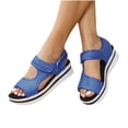 thumbnail image 1 of Xfvqtps Wedge Sandals for Women Mesh Hook and Loop Soft Sole Non Slip Comfortable Breathable Summer Walking Sandals Blue, 1 of 9