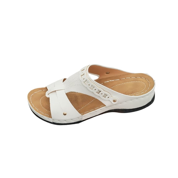 Xfvqtps Wedge Sandals for Women Orthopedic Side Cutout Open Toe Comfortable Breathable Summer Slide Sandals White