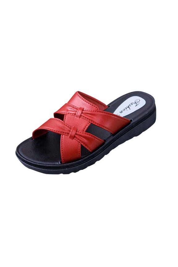 Wedge Sandals for Women Slide Cross Straps Open Toe Soft Sole Non Slip PVC Sandals Red