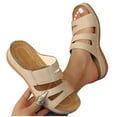 thumbnail image 1 of Xfvqtps Wedge Sandals for Women Slide Double Straps Cutout Arch Support Open Toe Soft Sole Non Slip Comfortable Walking Beach Summer Slippers White, 1 of 7