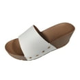 thumbnail image 1 of Xfvqtps Wedge Sandals for Women Slide Open Toe Non Slip Comfortable Breathable Summer Beach Sandals White, 1 of 8