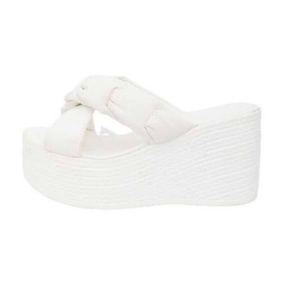 Xfvqtps Wedge Sandals for Women Slide Flatform Cross Straps Soft Sole Non Slip Comfortable Lightweight Breathable Walking Beach Summer Sandals White