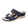 thumbnail image 1 of Xfvqtps Wedge Sandals for Women Slide Sandals Metal Decor Double Straps Open Toe Soft Sole Non Slip Flatform Sandals Blue, 1 of 9