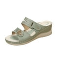 thumbnail image 1 of Xfvqtps Wedge Sandals for Women Slide Sandals Metal Decor Double Straps Open Toe Soft Sole Non Slip Flatform Sandals Green, 1 of 9