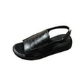 thumbnail image 1 of Xfvqtps Wedge Sandals for Women Slingback Velcro Stone Embossing Open Toe Soft Sole Non Slip Leather Summer Sandals Black, 1 of 9