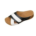 thumbnail image 1 of Xfvqtps Wedge Sandals for Womens Orthopedic Arch Support Color Block Cross Straps Soft Sole Non Slip Summer Slide Sandals Black, 1 of 8