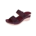 thumbnail image 1 of Xfvqtps Wedge Sandals for Womens Slide Sandals Double Straps Flower Decor Rhinestone Open Toe High Heel Non Slip Summer Sandals, 1 of 8