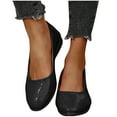 thumbnail image 1 of Xfvqtps Wedge Shoes for Womens Slip on Stone Embossing Pointy Toe Leather Dress Shoes Black, 1 of 8