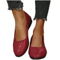 thumbnail image 1 of Xfvqtps Wedge Shoes for Womens Slip on Stone Embossing Pointy Toe Leather Dress Shoes Red, 1 of 9