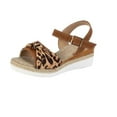 thumbnail image 1 of Xfvqtps Wedges for Women Flatform Ankle Adjustable Buckle Strap Flax Insole Leopard Print Bow Open Toe Non Slip Lightweight Summer Casual Espadrilles Brown, 1 of 5
