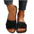 thumbnail image 1 of Xfvqtps Wedges for Women Slide Arch Support Open Toe Flower Decor Soft Sole Comfortable Non Slip Breathable Dressy Beach Casual Summer Walking Sandals Black, 1 of 8