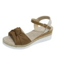 thumbnail image 1 of Xfvqtps Wedges for Women Flatform Ankle Adjustable Buckle Strap Flax Insole Bow Open Toe Non Slip Lightweight Summer Casual Espadrilles Brown, 1 of 4