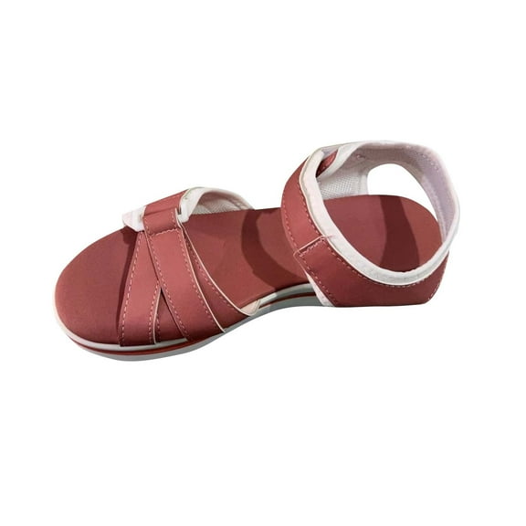 Xfvqtps Wedges for Women Flatform Ankle Hook and Loop Strap Mesh Metallic Color Open Toe Non Slip Lightweight Summer Casual Sandals Red