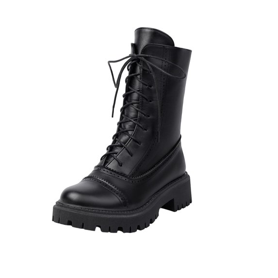 Xfvqtps Winter Ankle Boots for Women Fashion Low Heel Lace up Round Toe Comfortable Unique Mint Color Brogue Design Casual Boots