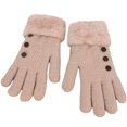 thumbnail image 1 of Xfvqtps Winter Gloves Unisex Touchscreen Knit Plush Lined Warm Thermal Insulated Outdoor Cold Proof Button Decoration Thermal Gloves Pink, 1 of 3