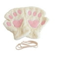 thumbnail image 1 of Xfvqtps Winter Gloves for Women Cute Cat Paw Print Full Finger Fluffy Plush Thickened Warm Mittens White, 1 of 3