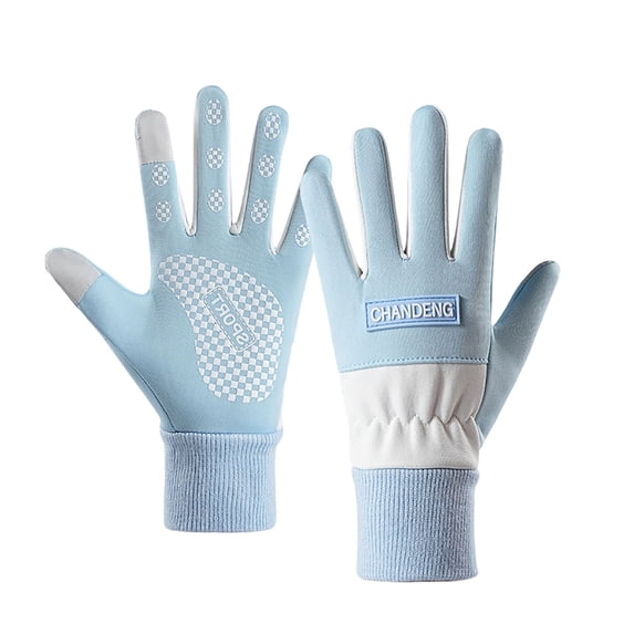 Xfvqtps Winter Gloves for Women Non Slip Rubber Strip Touch Screen Plush Lined Knit Thick Warm Windproof Cycling Driving Car Outdoor Ski Gloves Blue