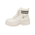 thumbnail image 1 of Xfvqtps Winter Warm Lined Flatform Boots for Women Chunky Sole Martin Ankle Booties Fashion Lace up Faux Leather Comfortable Casual Shoes for Outdoor Beige, 1 of 9