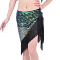 thumbnail image 1 of Xfvqtps Woman Sequin Dance Skirt Tassel Triangular Belt Belly Dancing Waist Towel Waist Chain Hip Towel Performance Skirt Green, 1 of 8