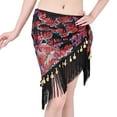 thumbnail image 1 of Xfvqtps Woman Sequin Dance Skirt Tassel Triangular Belt Belly Dancing Waist Towel Waist Chain Hip Towel Performance Skirt Red, 1 of 7