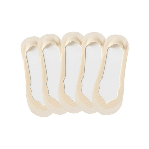 Xfvqtps Women 5 Pairs No Show Socks Ice Silk Shallow Socks Non Slip Low Cut Liner Summer Invisible Fit Hidden Thin Socks Beige