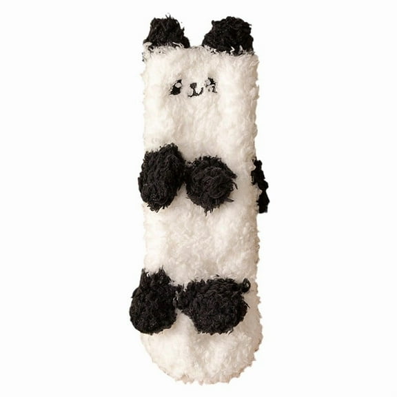 Xfvqtps Women Coral Fleece Socks Cute Lovely Fuzzy Non Slip Indoor Sleeping Thick Warm Winter Plush Socks as Christmas Gift Black