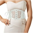 thumbnail image 1 of Xfvqtps Women Elastic Corset Waist Belt Lace up Tied Mesh Corset Belts for Dress Halloween White, 1 of 5
