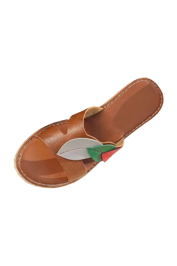 Women Espadrilles Flat Sandals Thick Sole Casual Summer Shoes Color Block Slip on Comfortable Beach Sandals Vacation Footwear