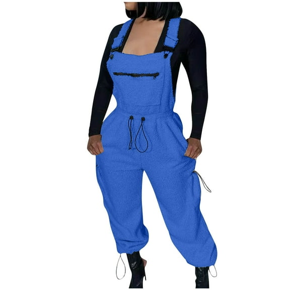 Xfvqtps Women Fleece Snow Pants Ski Bibs Snowboarding Adjustable Straps Warm Outdoor Winter Overalls Blue