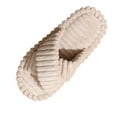 thumbnail image 1 of Xfvqtps Women Fluffy Slippers Cross Strap Stripe Open Toe Versatile Indoor Home Funny Winter Non-Slip Thick Sole Plush Slippers Khaki, 1 of 7