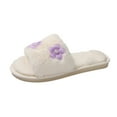 thumbnail image 1 of Xfvqtps Women Fluffy Slippers Cute Flower Pearl Decor Open Toe Non-Slip Warm Comfortable Winter Indoor Home Plush Slippers White, 1 of 9