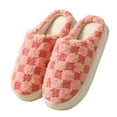 thumbnail image 1 of Xfvqtps Women Fuzzy Slippers Checkered Slipper Fluffy Furry Fleece Lining Soft Thick Sole Memory Foam Slip on Non-Slip Comfortable Cozy Indoor Warm Winter EVA House Slippers, 1 of 3