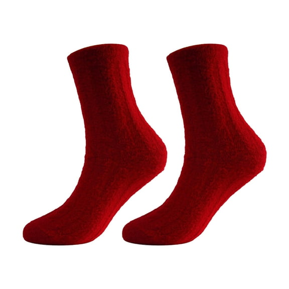 Xfvqtps Women Fuzzy Socks Christmas Stocking Red Stripe Thick Winter Warm Home Floor Wool Socks Red-02