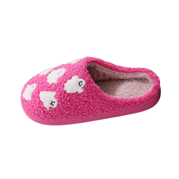 Xfvqtps Women Halloween Fluffy Slippers Cute Ghost Embroidery Versatile Indoor Home Funny Winter Non-Slip Plush Slippers Hot Pink