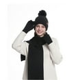 thumbnail image 1 of Xfvqtps Women Hat Scarf Glove Set Knit Plush Pompom Solid Color Touchscreen Winter Warm Stretchy Extended Beanie Neck Warmer Gloves Set Black, 1 of 5