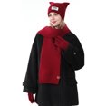 thumbnail image 1 of Xfvqtps Women Hat Scarf Glove Set Knit Square Hat Solid Color Touchscreen Winter Warm Stretchy Extended Beanie Neck Warmer Gloves Set Red, 1 of 4