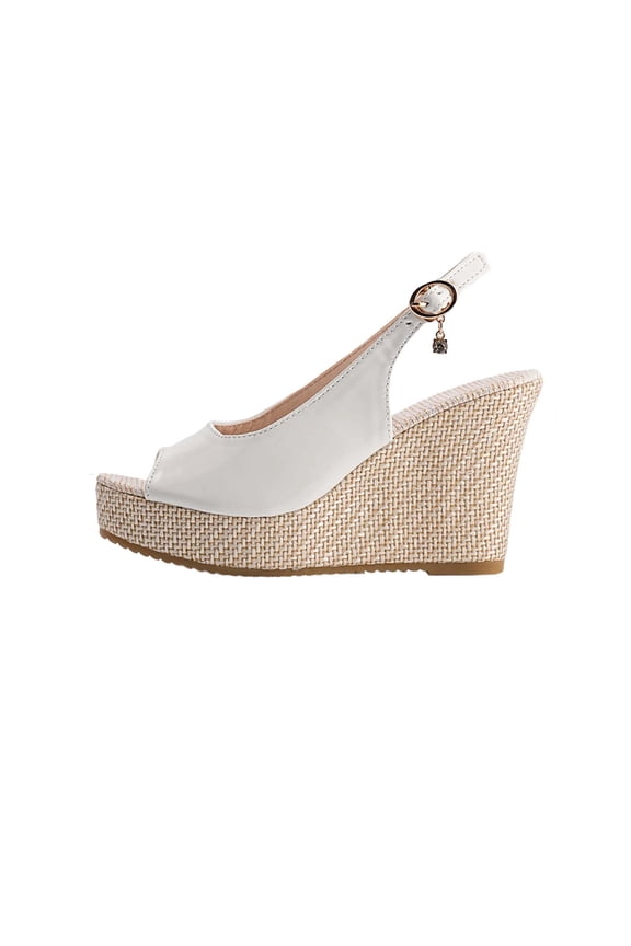 Women High Heel Wedge Sandals Peep Toe Espadrille Slingbcak Adjustable Buckle Strap Shoes Summer Casual Dressy Sandals