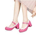 thumbnail image 1 of Xfvqtps Women High Heeled Shoes Almond Toe Chunky Heeled Suede Artificial Leather Shoes Spring/Summer New Thick Heel Double Buckle Platform Single Shoes Pink, 1 of 6