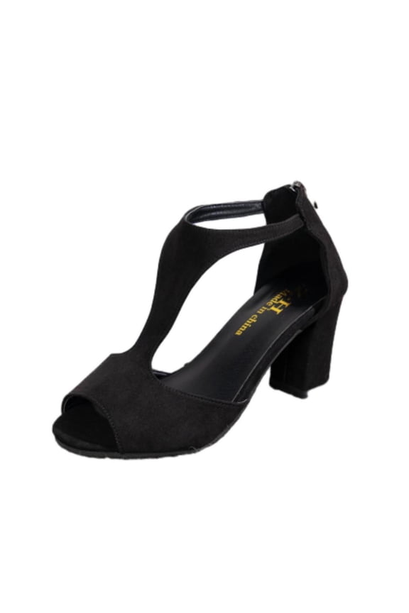 Women High Heeled Shoes Peep Toe Low Heeled Hollowing Out PU Rear Ankle Zipper Shoes Fashion Plus Size Cut-Out Fish Mouth High Heel Bag With Back Roman Sandals Black