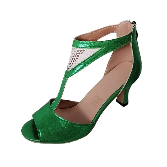 Xfvqtps Women High Heeled Shoes Pointy Toe Close Toe Suede Slender Heel Shoes Summer New Large Size Suede Hollow Ankle Buckle Fashion Outside Wearing Sandals Green