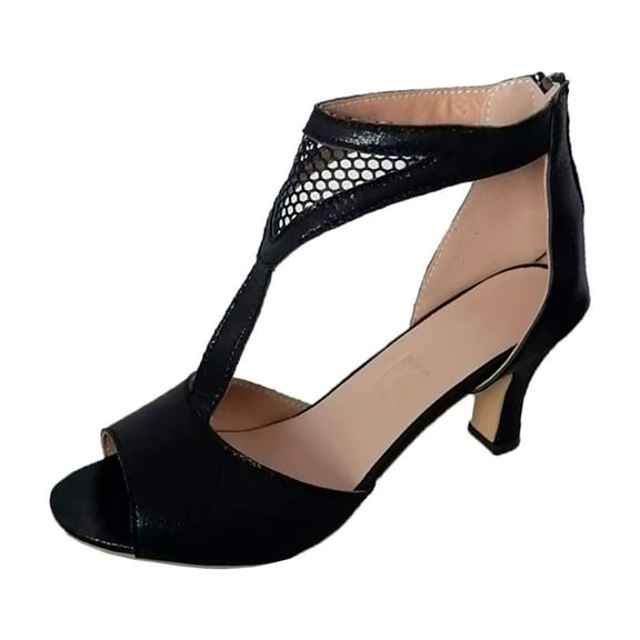 Xfvqtps Women High Heeled Shoes Pointy Toe Close Toe Suede Slender Heel Shoes Summer New Large Size Suede Hollow Ankle Buckle Fashion Outside Wearing Sandals Black