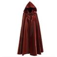 thumbnail image 1 of Xfvqtps Women Hooded Cloak Open Front Collar Strap Lace up Solid Color Party Satin Soft Poncho Wine, 1 of 3